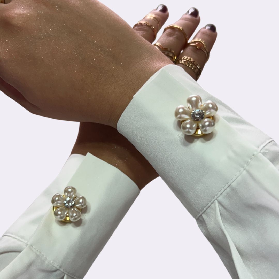Petaline - Pearl Flower Shirt Clasp