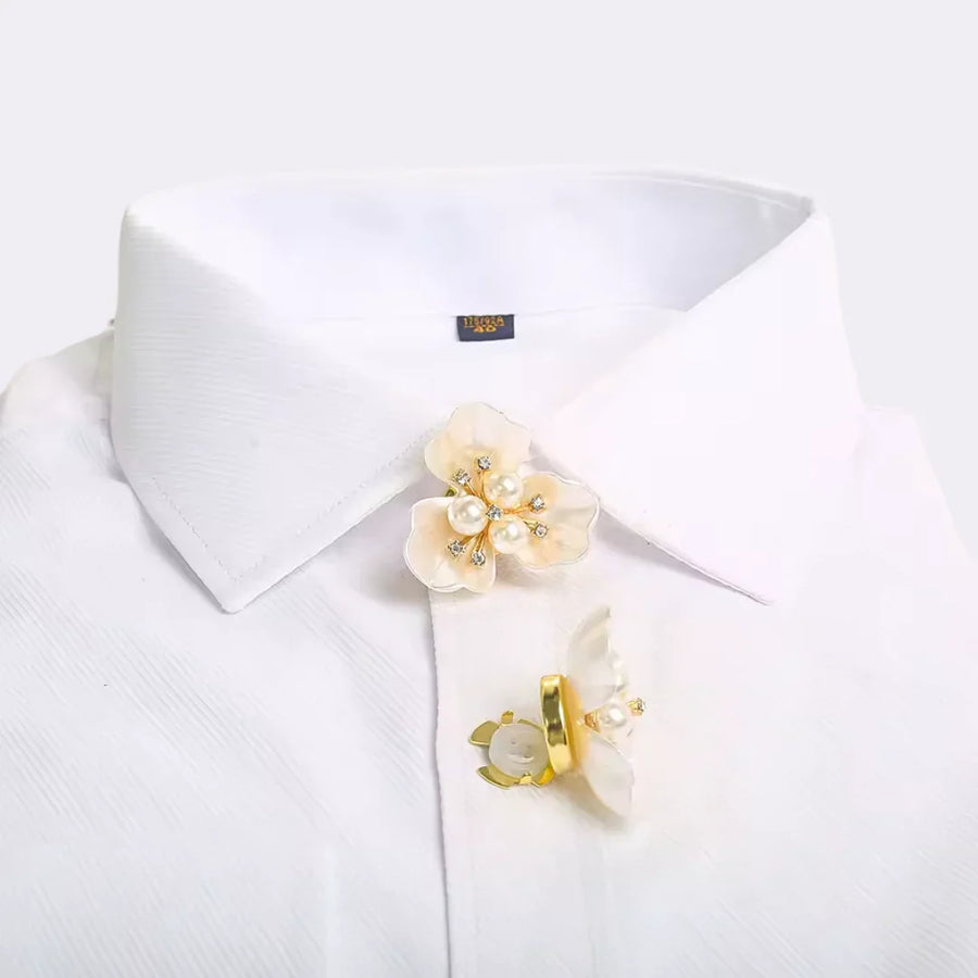 Petaline - Delicate Pearl Flower Shirt Brooch