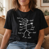 Achewear – Funny "Ow!" Stick Figure Graphic Tee, Relaxed Fit Cotton-like T-Shirt for Women & Men