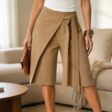 Solene – High-Waisted Wide-Leg Tie-Front Culottes for Women