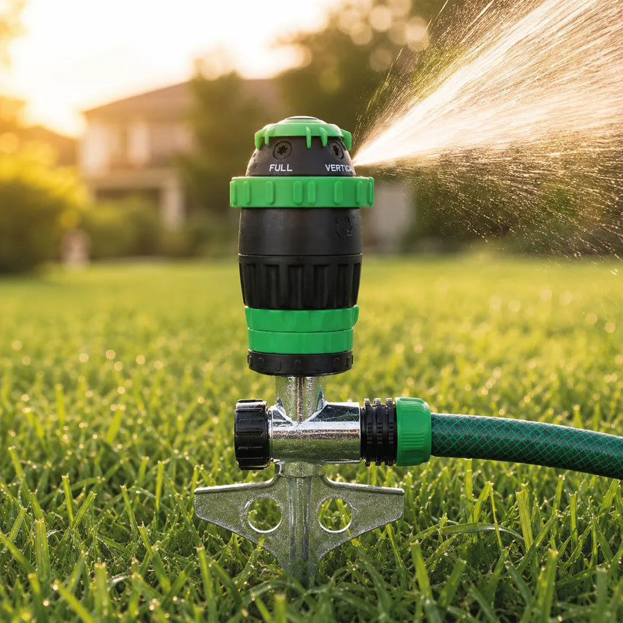 Yardwell – Gear Drive Rotating Sprinkler with Spike, 5 Spray Patterns and Adjustable Arc for Lawn and Garden