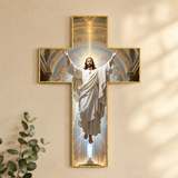 Graceholm – Risen Jesus Wall Cross, Gold Acrylic Christian Home Decor