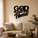 Hearthwell – Black Metal Wall Sign, Faith & Home Decor Art