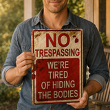 Hollerwood – Rustic No Trespassing Tin Sign for Porch Garage Garden