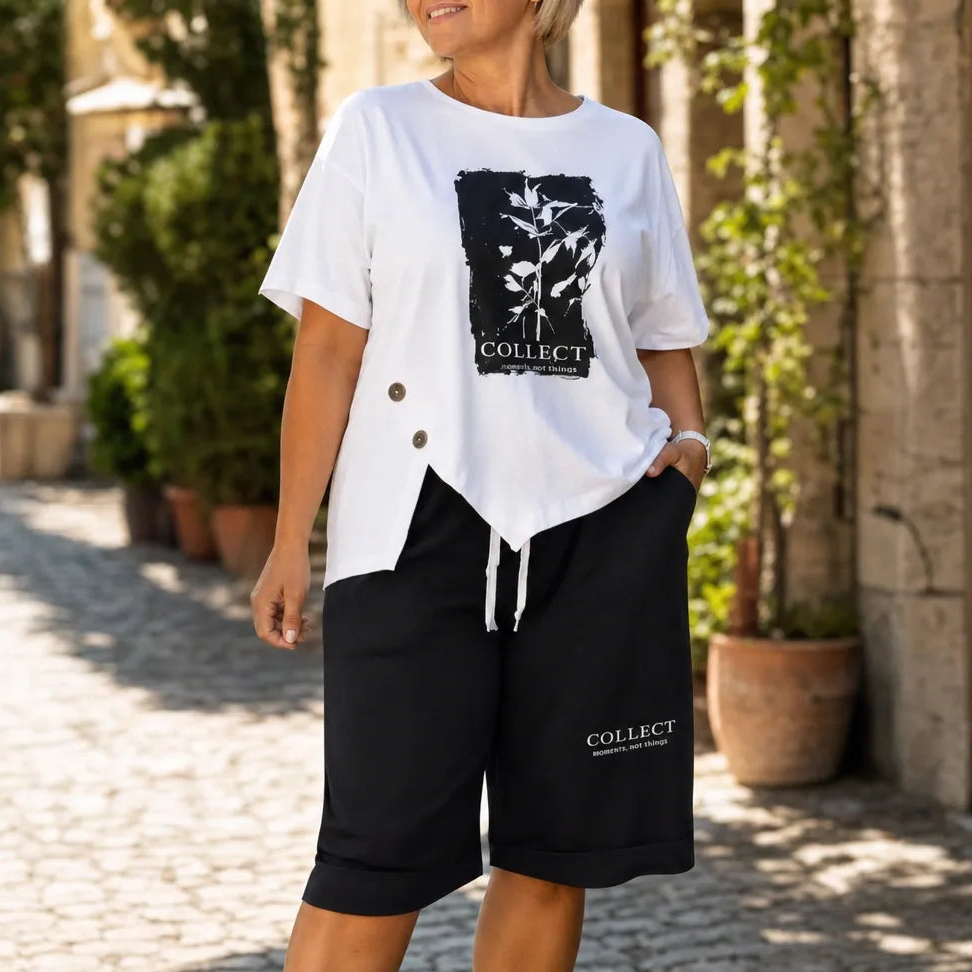 Sunlora – Women's Graphic Tee and Bermuda Shorts Set