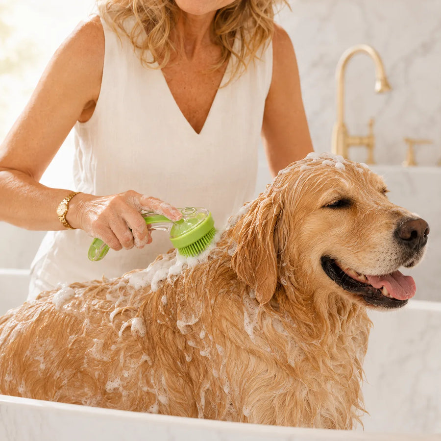 Pawlush – Dog Bath Brush with Built-in Shampoo Dispenser