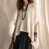Solvera – Open Knit Batwing Top with Asymmetric Hem