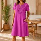 Loravie – Bohemian Lace-like Bib A-Line T-Shirt Dress