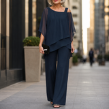 Elorvia – Overlay Wide Leg Pantsuit Set for Women