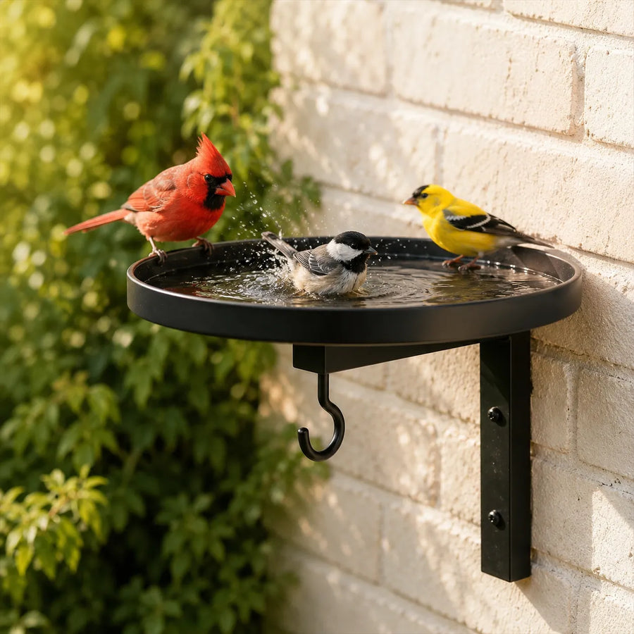 Wrenna – Wall Mounted Bird Bath with Feeder Hook
