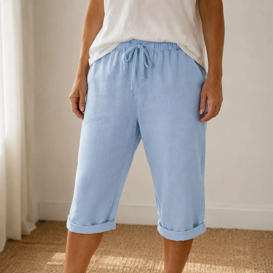 Sundara – Pull-on linen-look capri pants for women