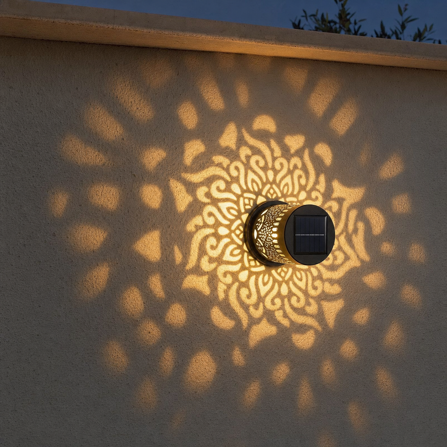 Veluna – Solar Mandala Projector Wall Light for Outdoor Garden Decor