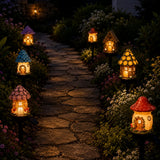 Lunavia – Solar Fairy Cottage Garden Stake Light, Hand-Sculpted Resin, Auto-On Warm LED