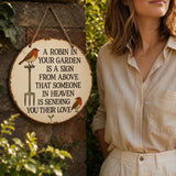 Rosethorne – Vintage Robin Memorial Garden Sign, Round Plaque with Robin Verse