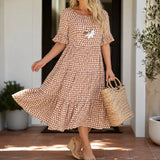 Soleluna – Tiered Polka Dot Midi Dress with Ruffle Sleeves