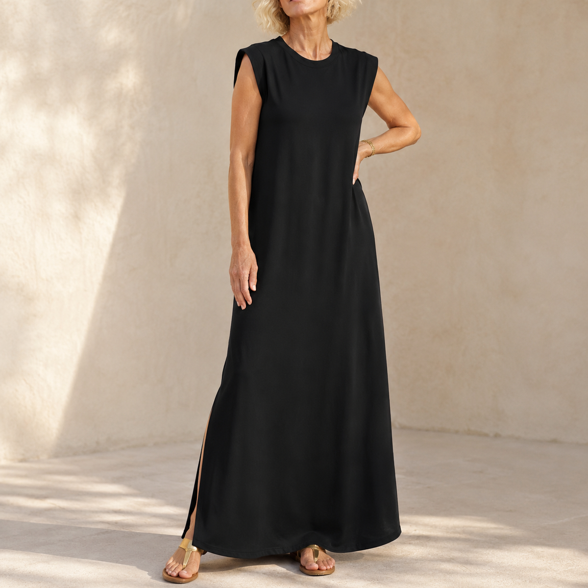 Marella – Wrinkle-Free Split-Hem Maxi Dress with Pockets