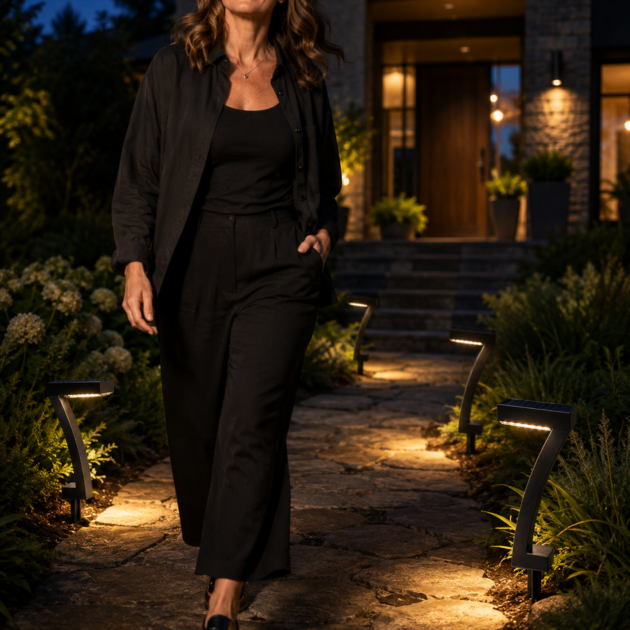 Lunavia – Sculptural 7-Shape Solar Pathway Lights, Warm 2700K Glow, IP65 Waterproof