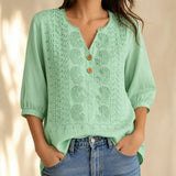 Florenza – V-Neck Blouse with Buttons