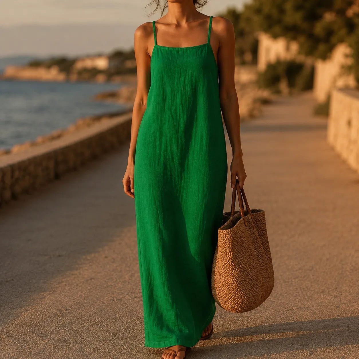 Marelle – Linen-Look Maxi Slip Dress
