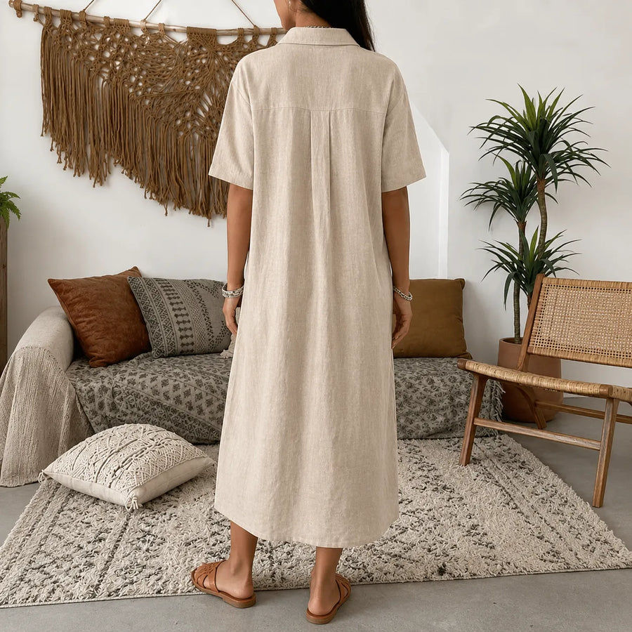 Lunavia – Women's Oversized Midi Shirt Dress