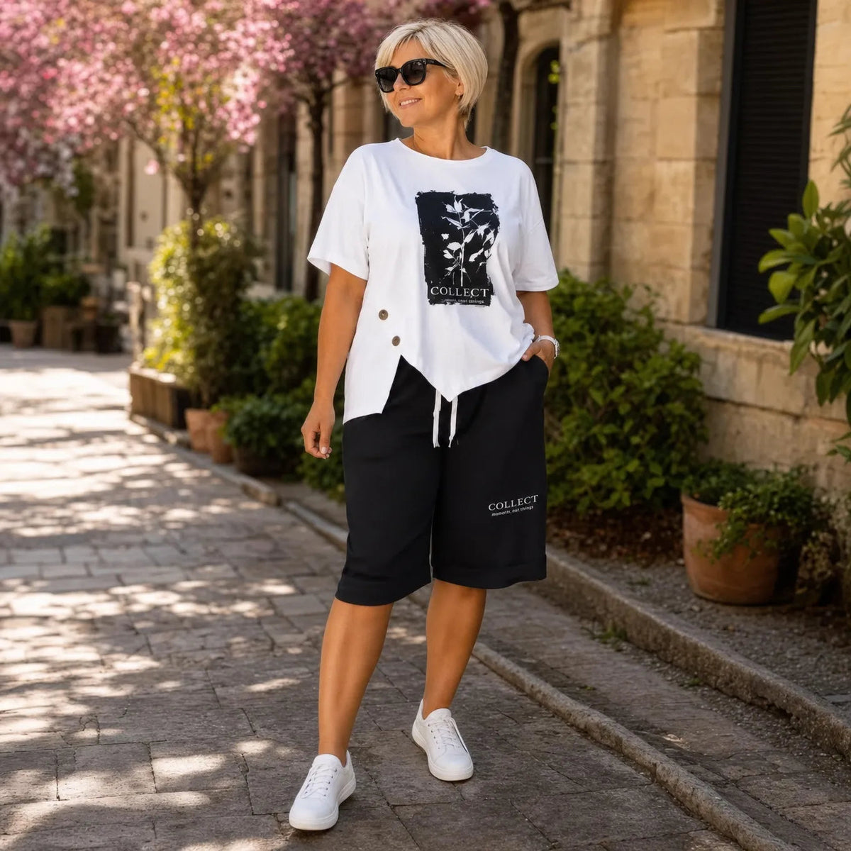 Sunlora – Women's Graphic Tee and Bermuda Shorts Set