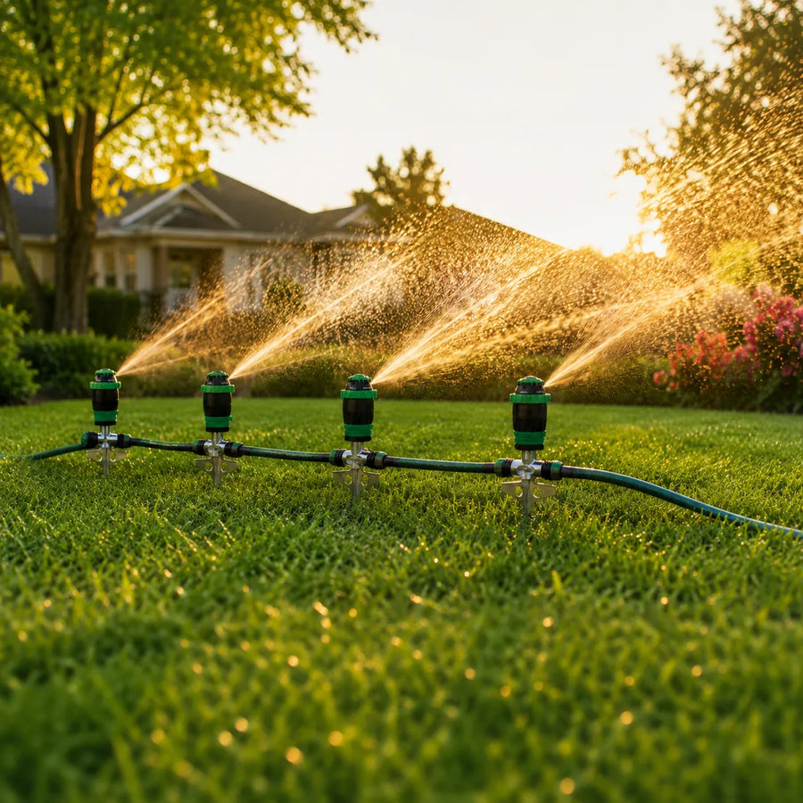 Yardwell – Gear Drive Rotating Sprinkler with Spike, 5 Spray Patterns and Adjustable Arc for Lawn and Garden