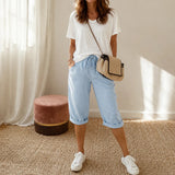 Sundara – Pull-on linen-look capri pants for women