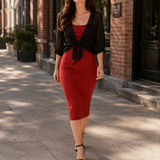 Veluna – Chiffon Tie-Front Top with Puff Sleeves