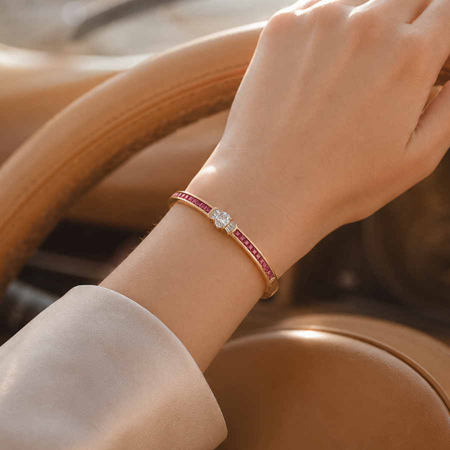Lunavia – Bangle Bracelet with Oval Crystal Center Stone