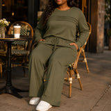 Lounara – Soft-Stretch Lounge Set with Wide-Leg Pants and Pockets