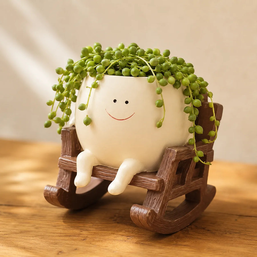 Pippin – Smiley Face Planter Pot with Rocking Chair, Swing & Hammock Designs