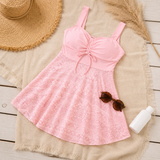 Marella – Plus Size Ruched Swim Dress with Lace Skirt Coverage