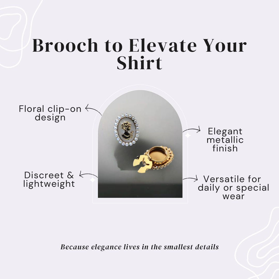 Petaline - Golden Floral Cameo Brooch