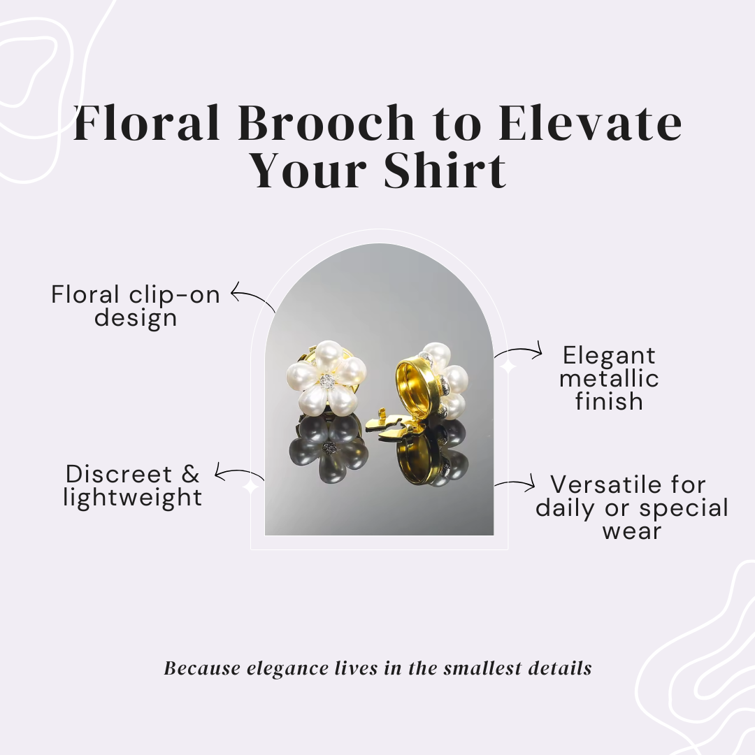 Petaline - Pearl Flower Shirt Clasp