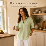 Marella – Oversized Striped V-Neck Popover Blouse