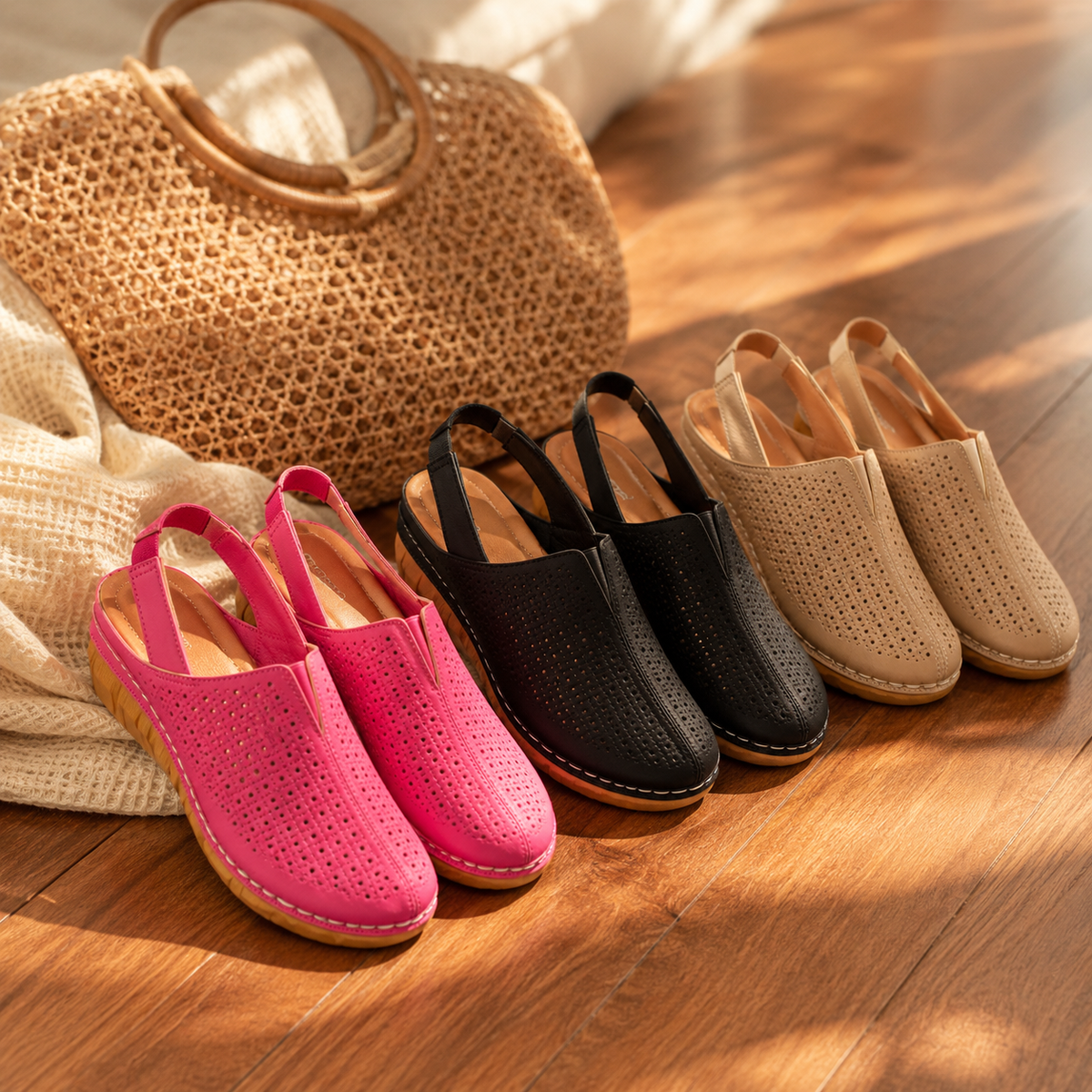 Solea – Women's Perforated Wedge Slingback Comfort Sandals