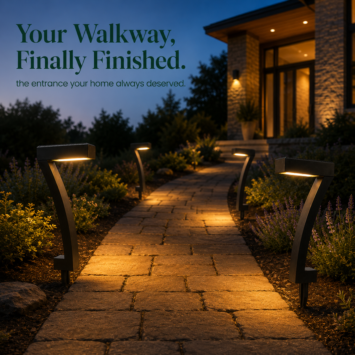 Lunavia – Sculptural 7-Shape Solar Pathway Lights, Warm 2700K Glow, IP65 Waterproof