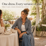 Harlowe – Gingham Button-Front Maxi Shirt Dress with Side Slits
