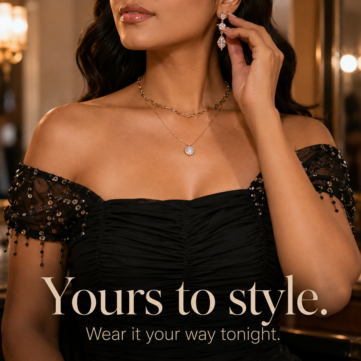 Soirée – Sequin Slit Maxi Dress with Convertible Square Neck