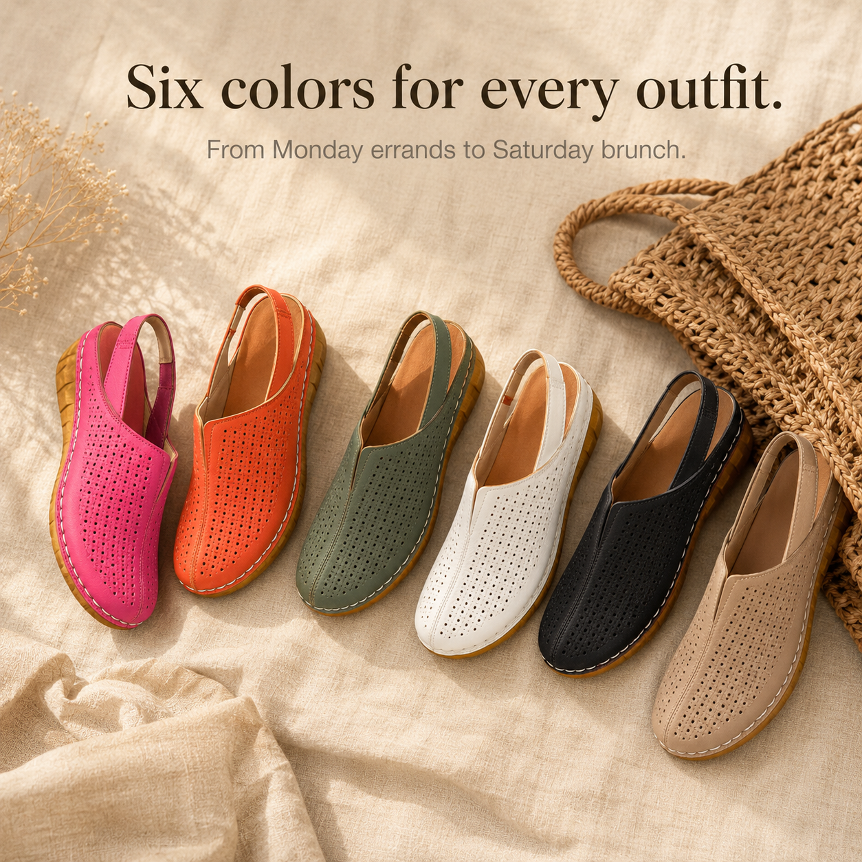 Solea – Women's Perforated Wedge Slingback Comfort Sandals