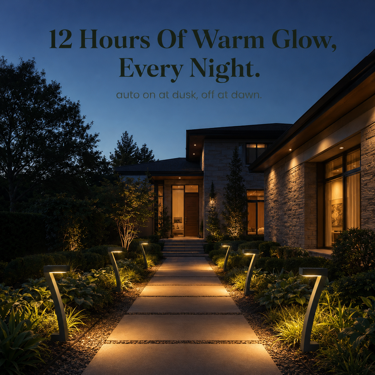 Lunavia – Sculptural 7-Shape Solar Pathway Lights, Warm 2700K Glow, IP65 Waterproof
