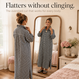 Harlowe – Gingham Button-Front Maxi Shirt Dress with Side Slits