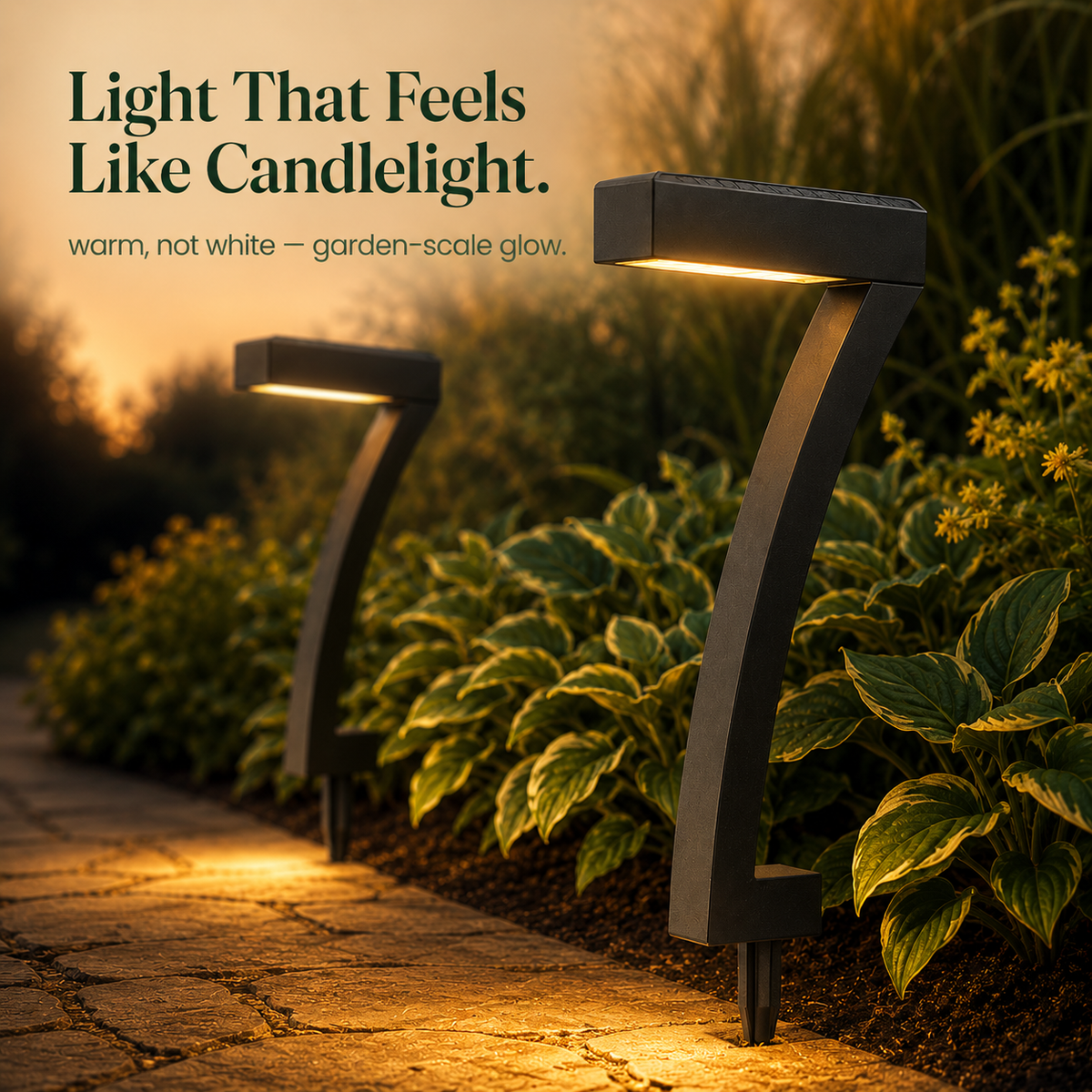 Lunavia – Sculptural 7-Shape Solar Pathway Lights, Warm 2700K Glow, IP65 Waterproof