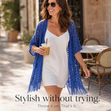 Solenne – Oversized Crochet Tassel Kimono Cardigan for Women