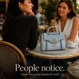 Velora – Swan-Clasp Structured Crossbody Bag with Gold Hardware