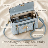 Velora – Swan-Clasp Structured Crossbody Bag with Gold Hardware