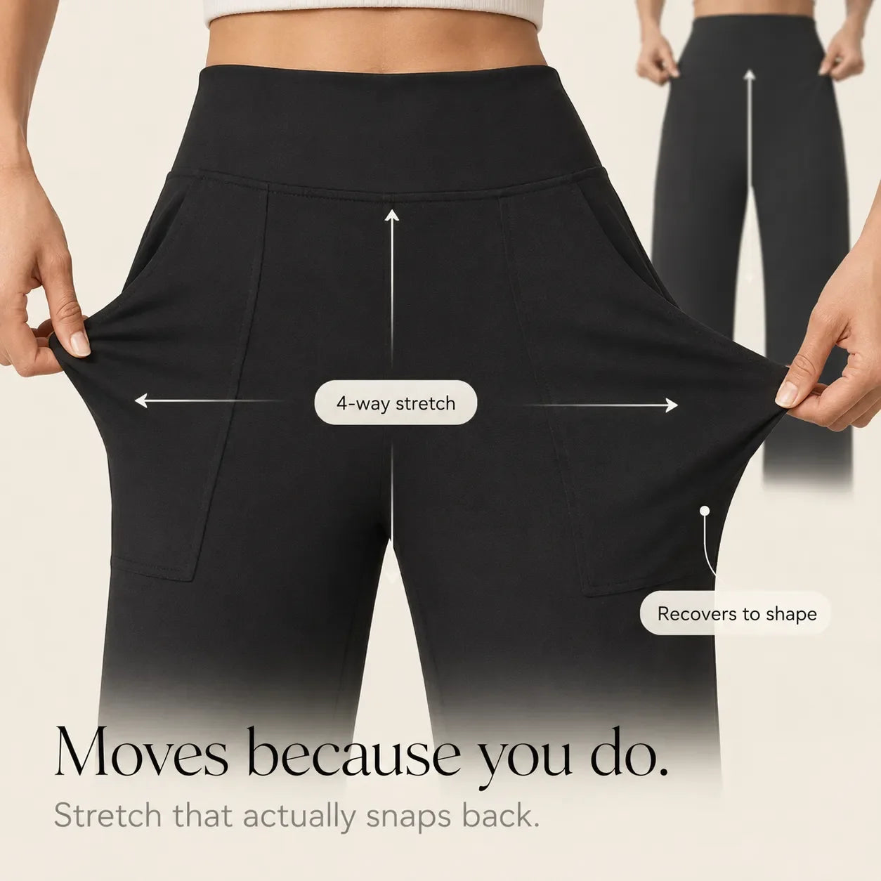 Velessa – High Waisted Wide Leg Cropped Pants with Pockets