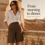 Soleya – Tailored Wide-Leg Pleated Bermuda Shorts for Women