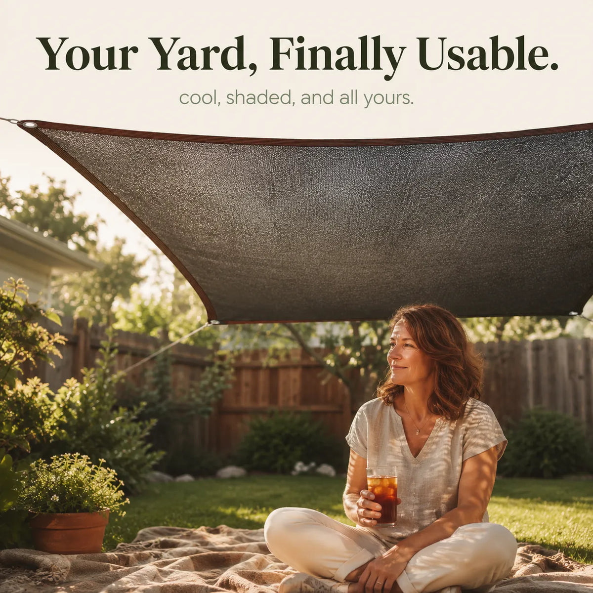 Shadehaven – HDPE Garden Shade Sail, UV-Blocking Mesh Canopy for Patio, Yard & Pergola