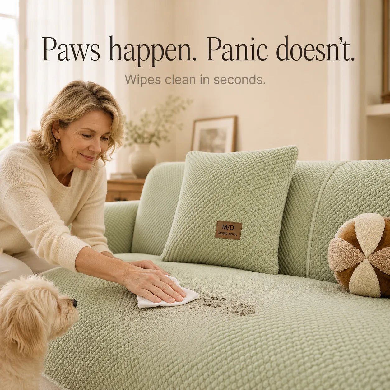 Pawtect – Non Slip Sofa Cover for Pets, Anti Slip Couch Protector, Plush Sectional Cover